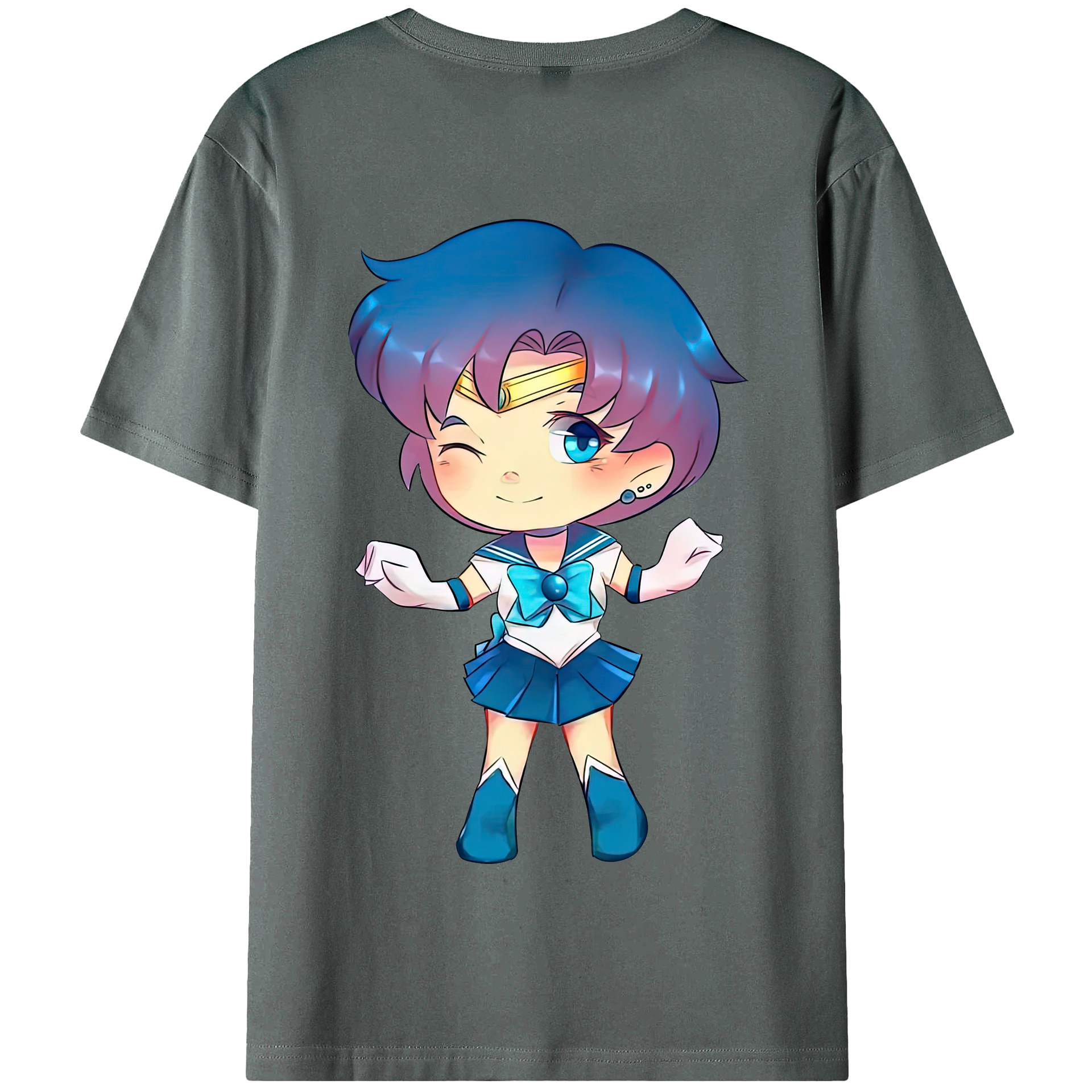 （画像用） 美少女戦士セーラームーン 水野 亜美 みずの あみ Sailor Moon Mizuno Ami 綿100％半袖Tシャツ（背面プリント）